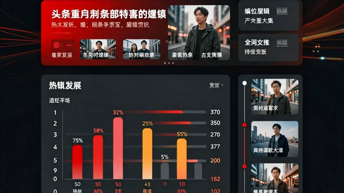 黑料吃瓜门户首页核心功能区全景展示，包含头条热点、热度榜单与事件追踪三大模块的桌面端界面截图